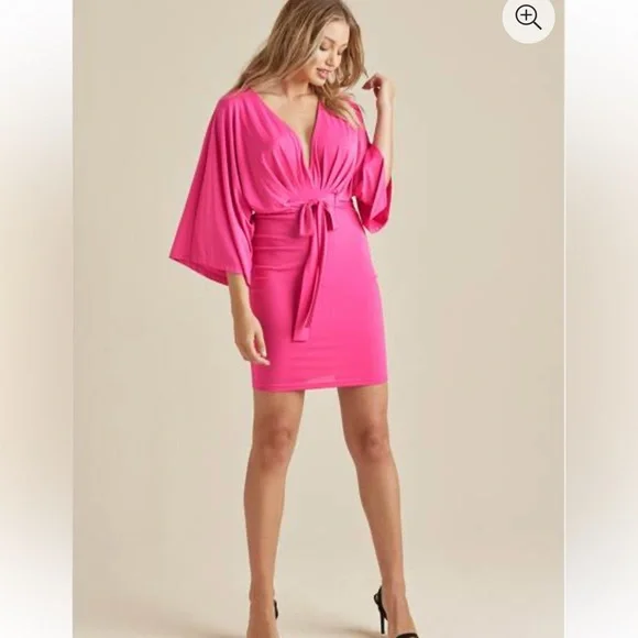 VENUS | Dresses | Nwot Beautiful Barbie Pink Twist Front Dress In Size L |  Poshmark